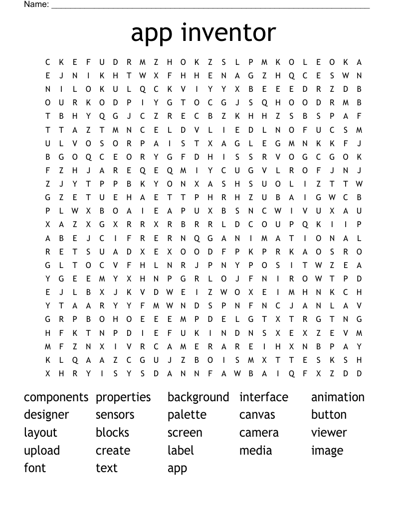 app inventor Word Search