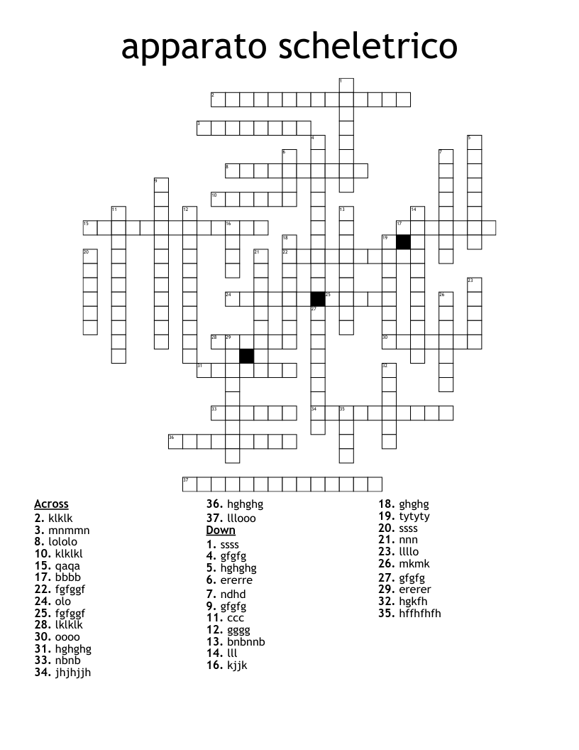apparato scheletrico Crossword