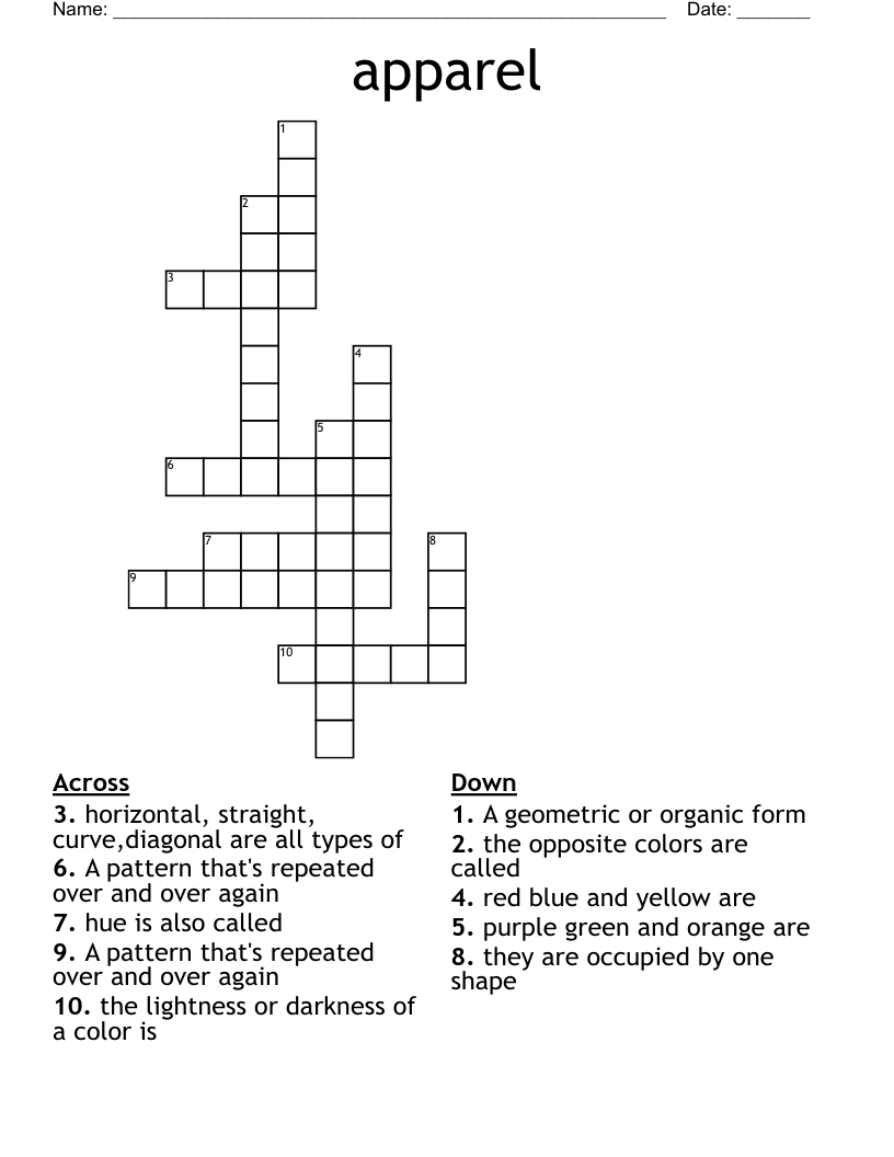 apparel Crossword