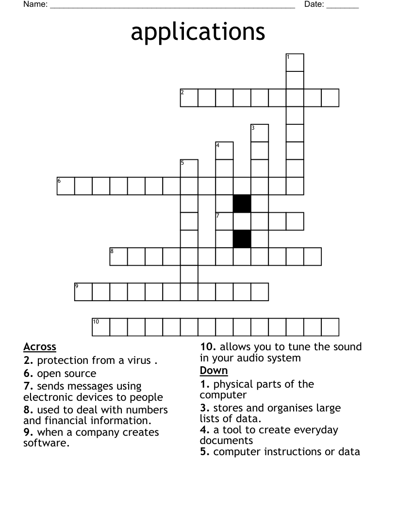 applications Crossword