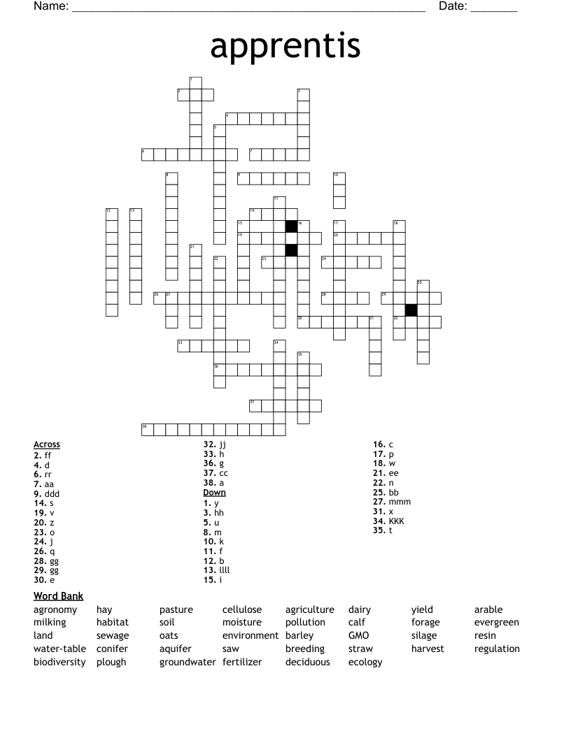apprentis Crossword