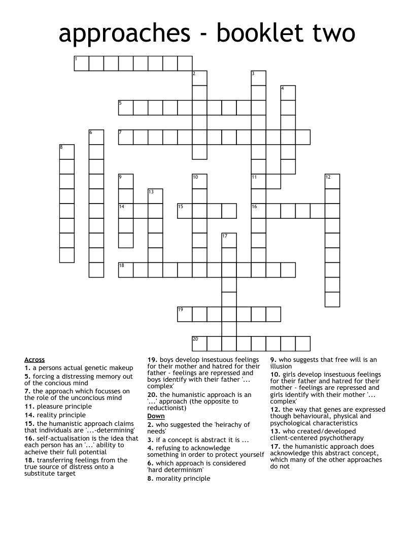 approaches - booklet two Crossword