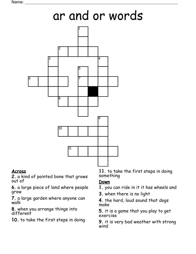 ar and or words Crossword