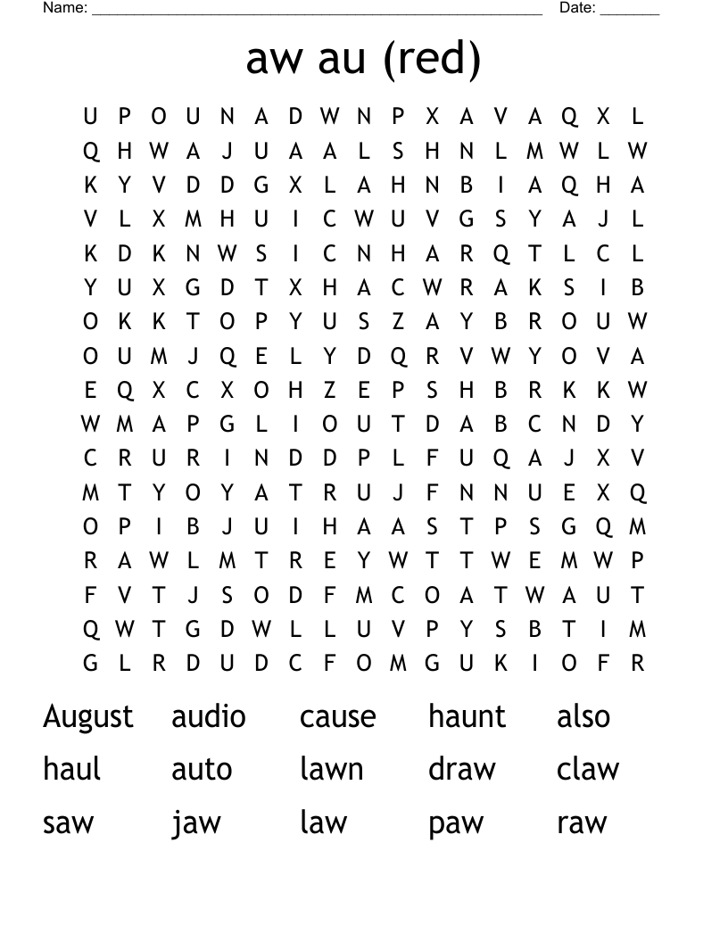 aw au (red) Word Search