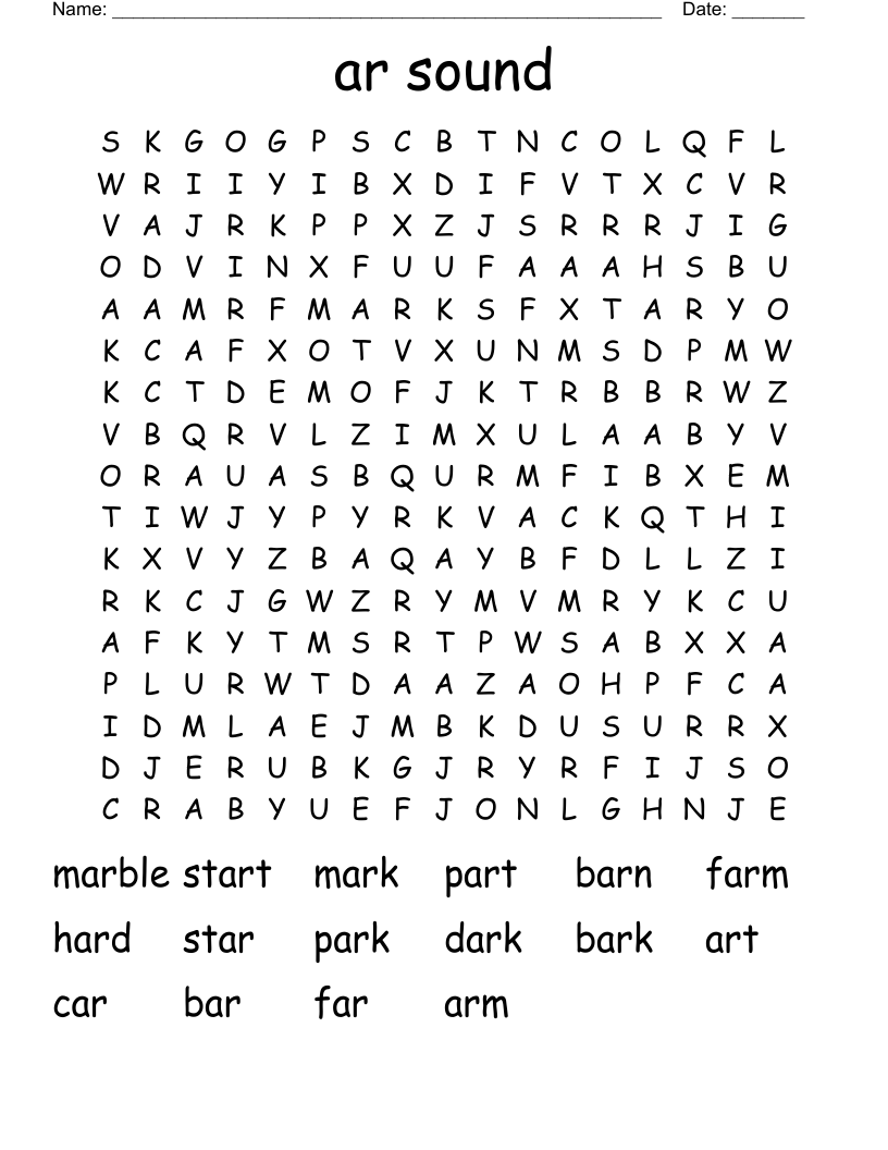 ar sound Word Search