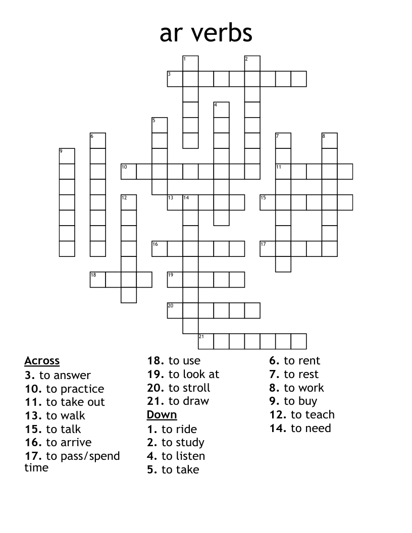 ar verbs Crossword