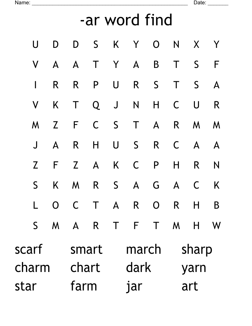 -ar word find Word Search