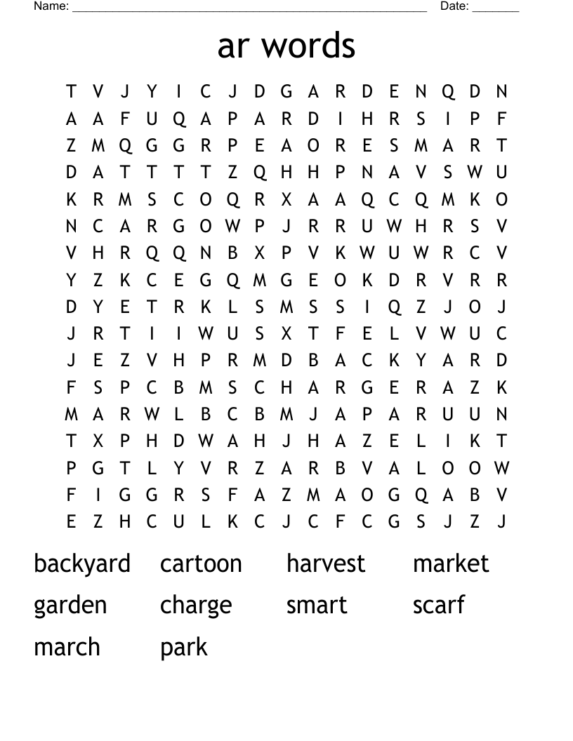 ar words Word Search