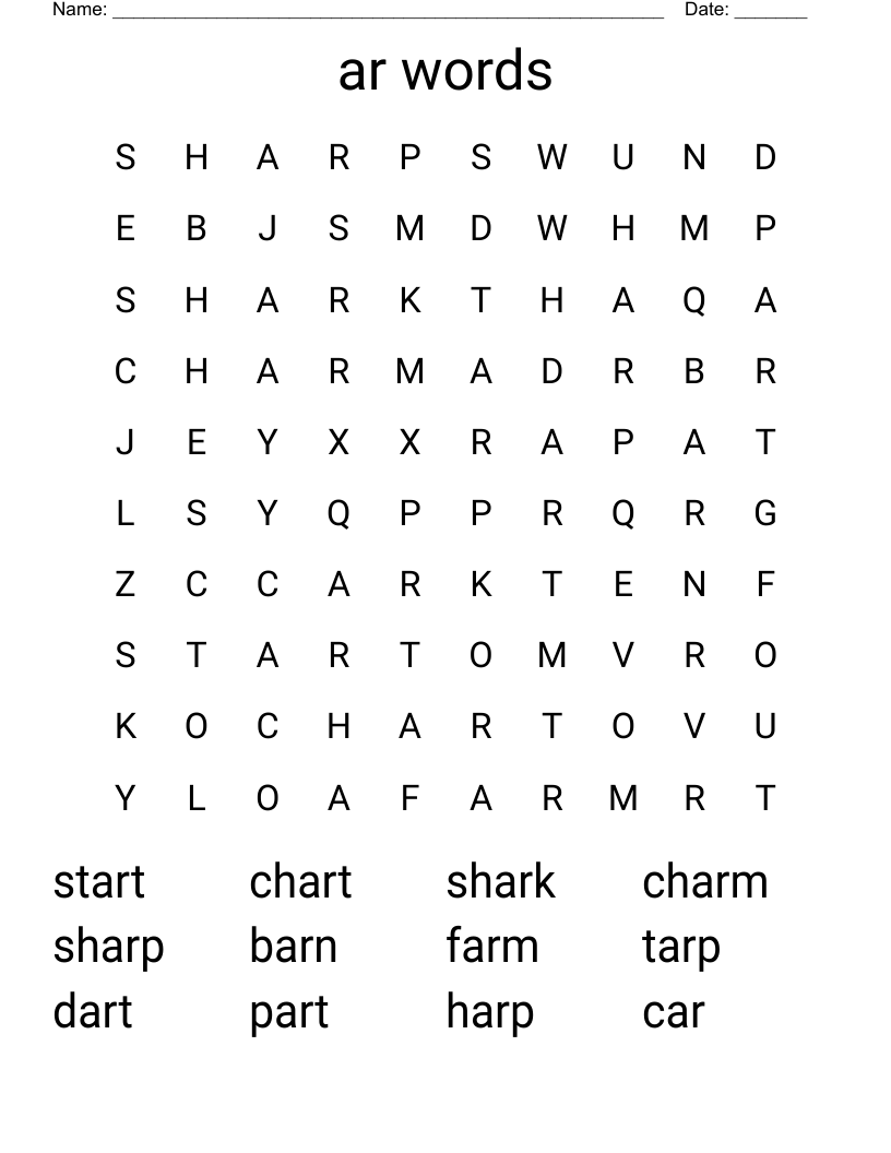 ar words Word Search