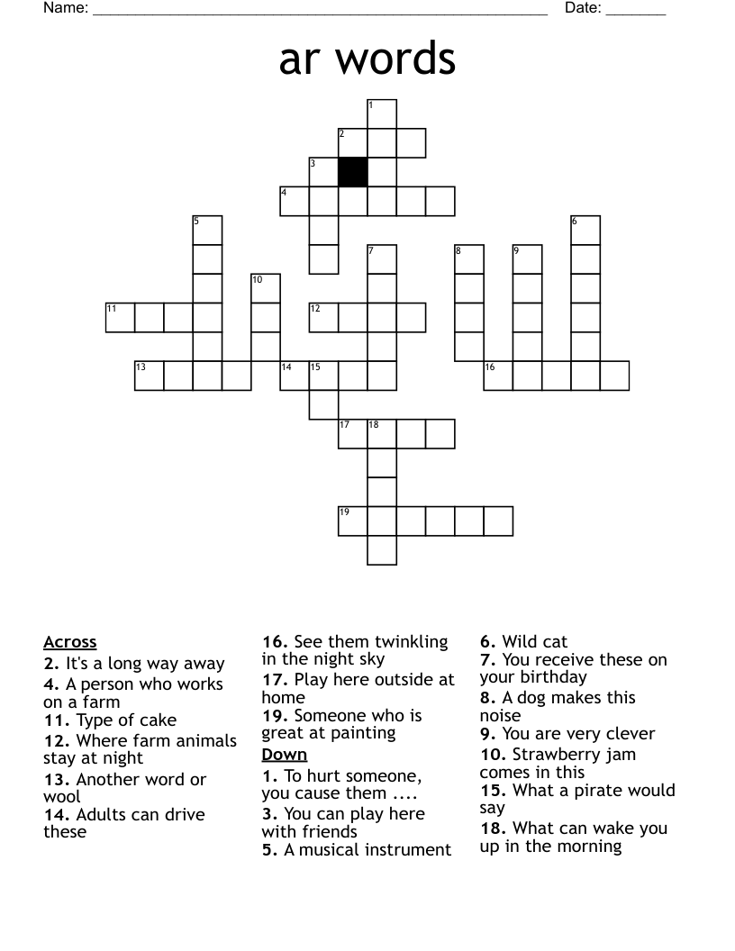  ar words Crossword