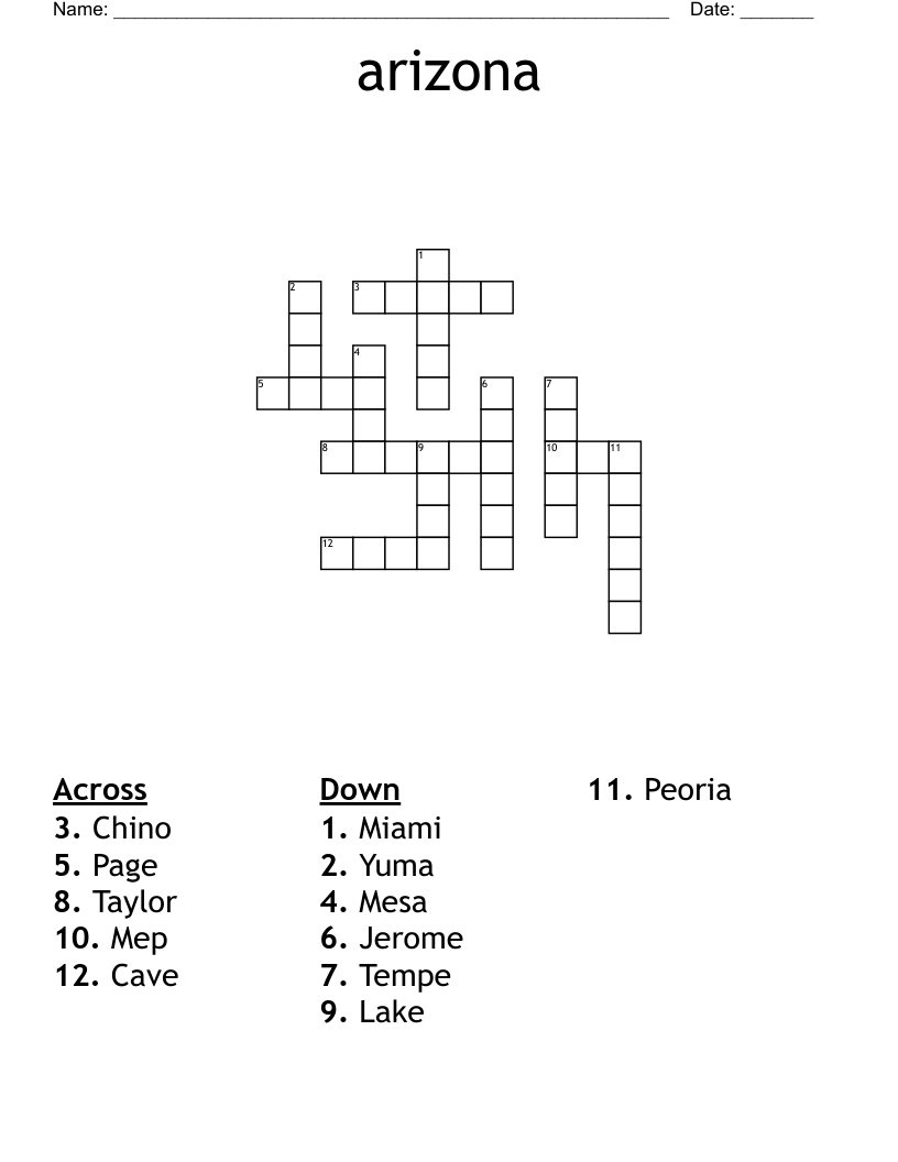 arizona Crossword