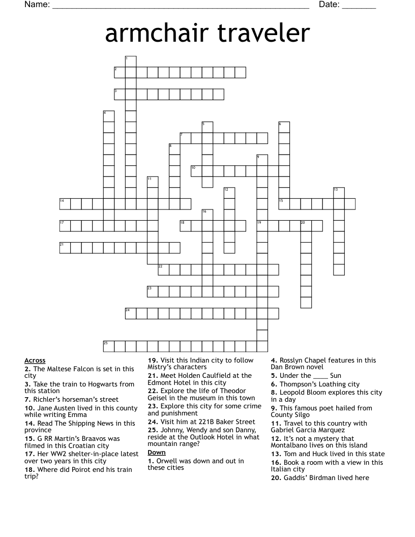 armchair traveler Crossword