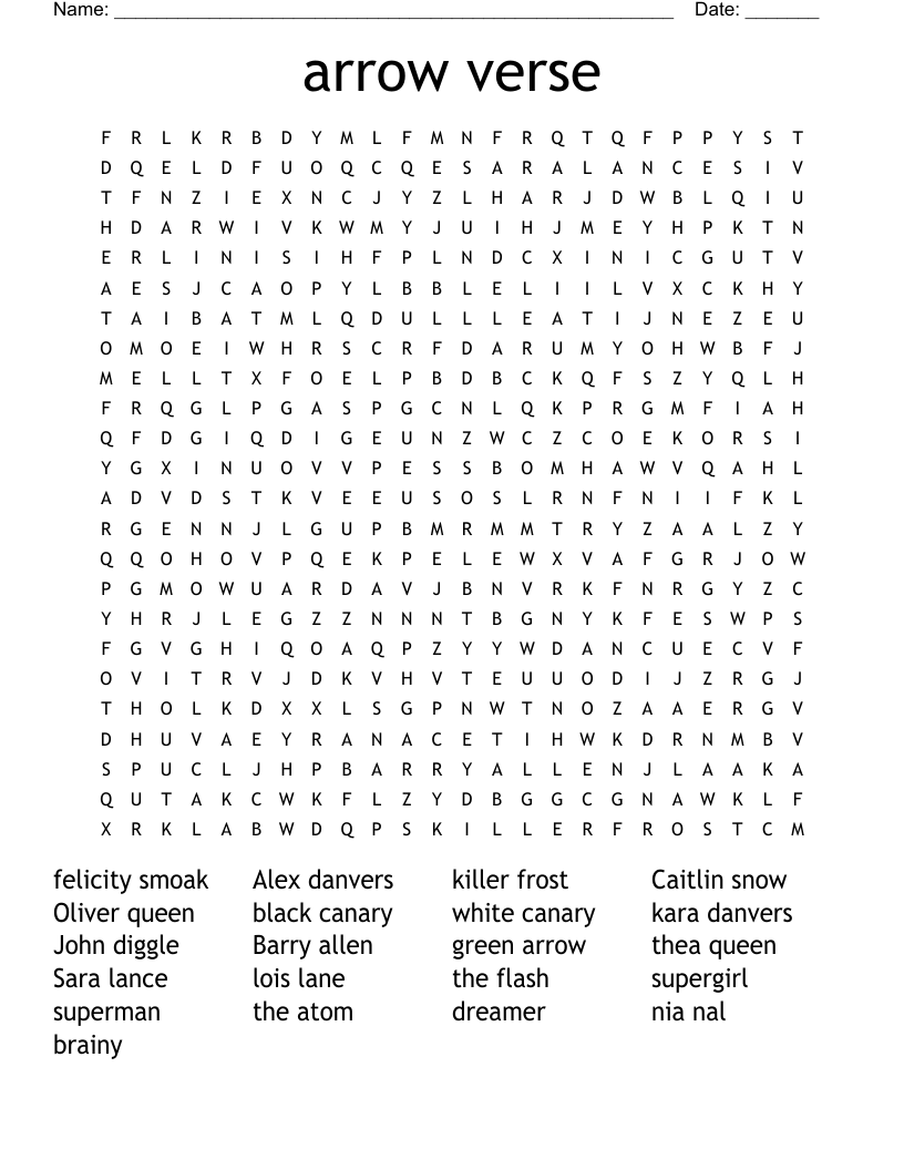 arrow verse Word Search