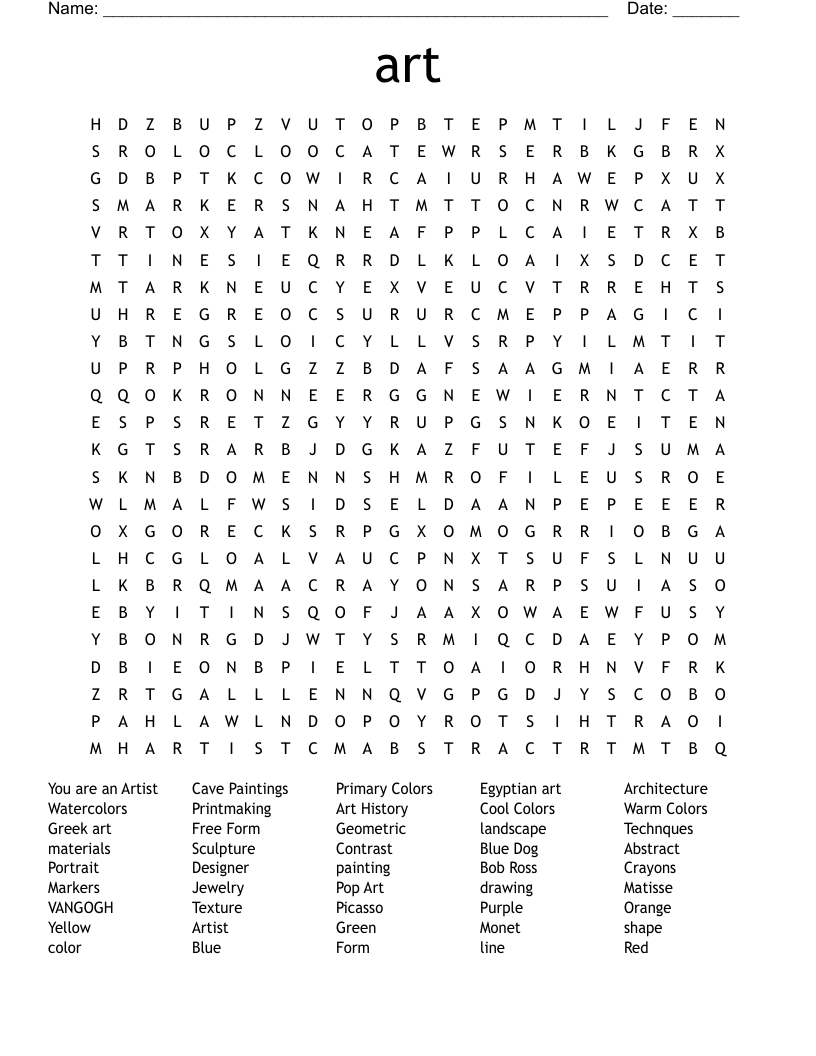 art Word Search