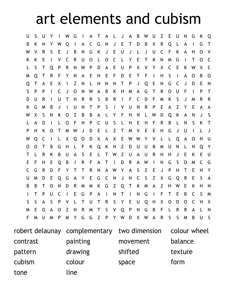 art elements and cubism Word Search