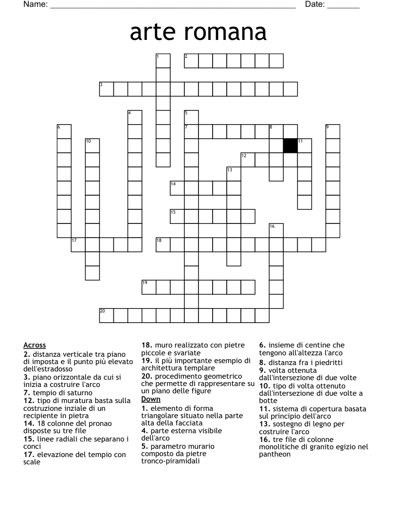 arte romana  Crossword