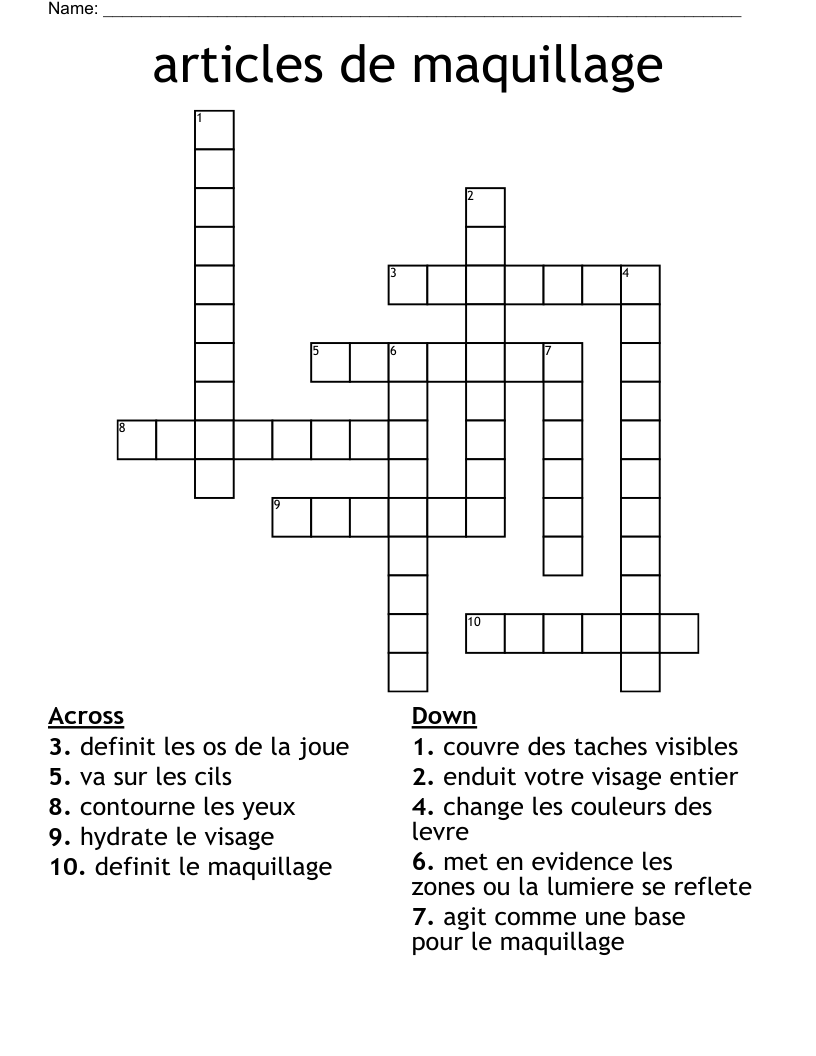 articles de maquillage  Crossword