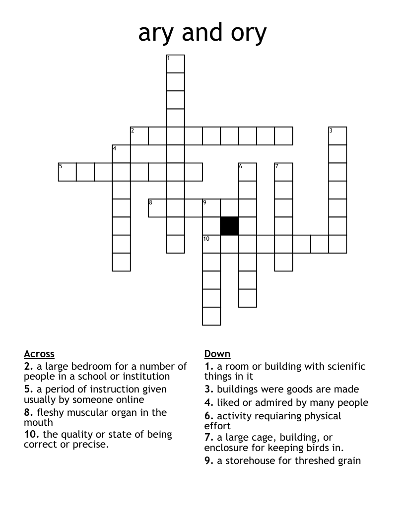 ary and ory Crossword