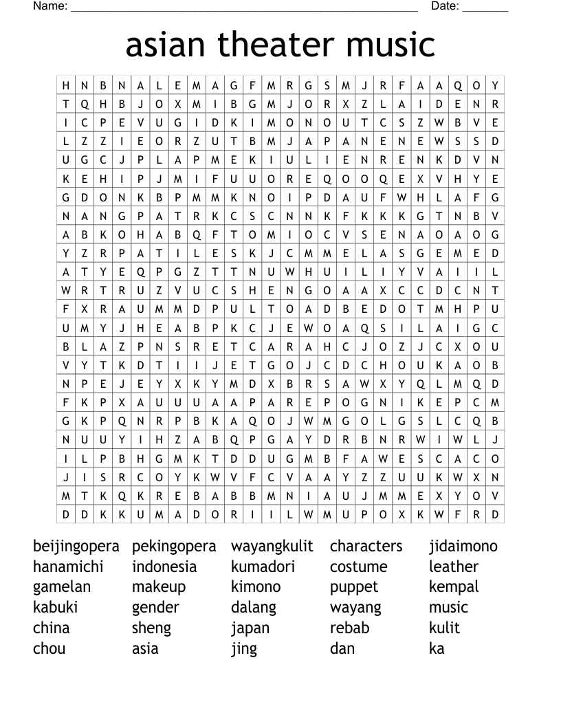 asian theater music Word Search