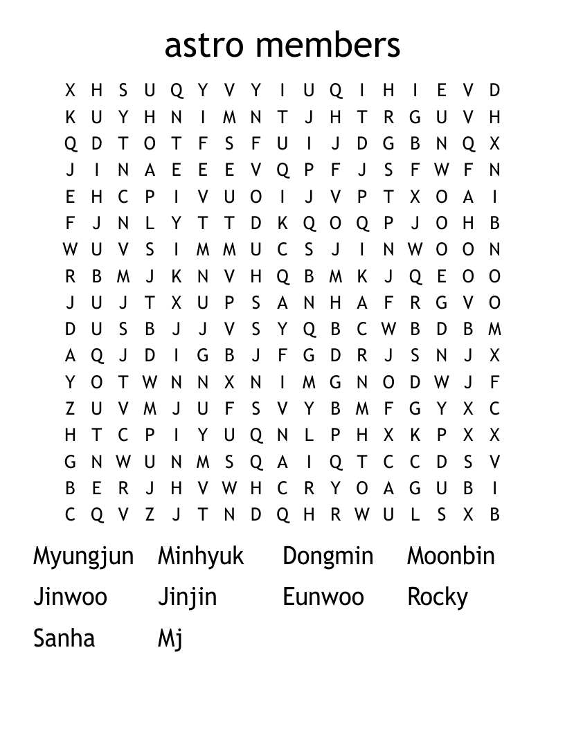 astro members Word Search