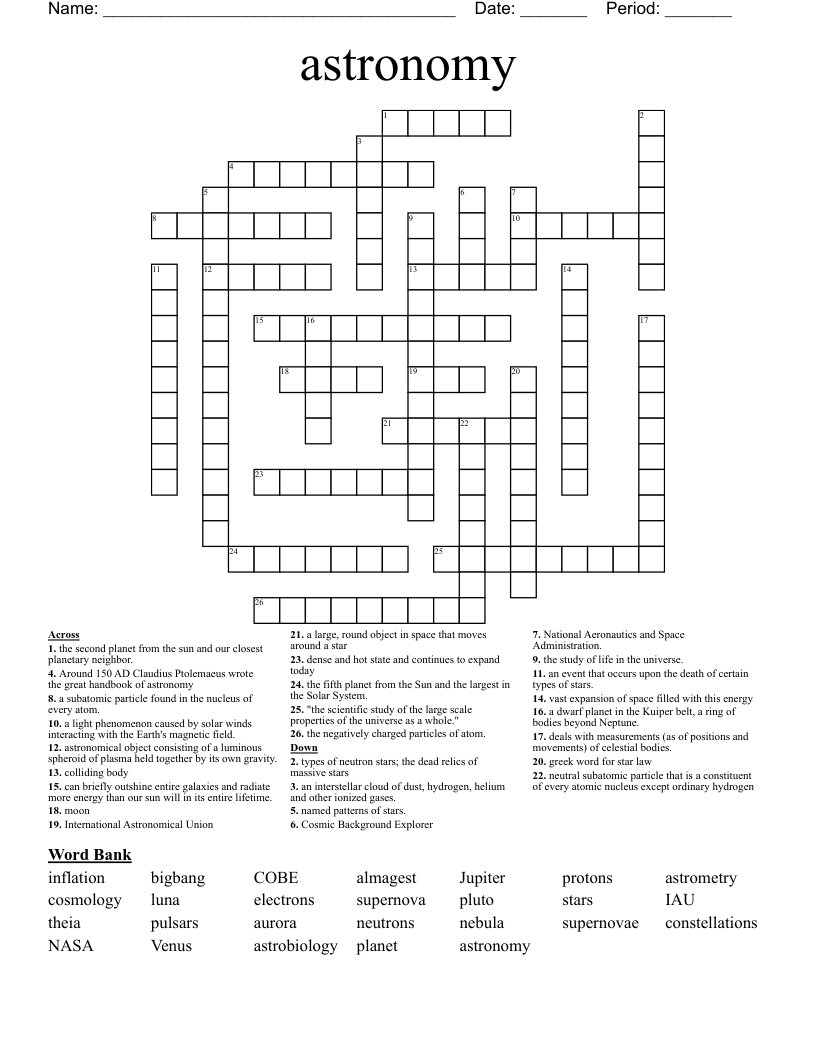 astronomy Crossword