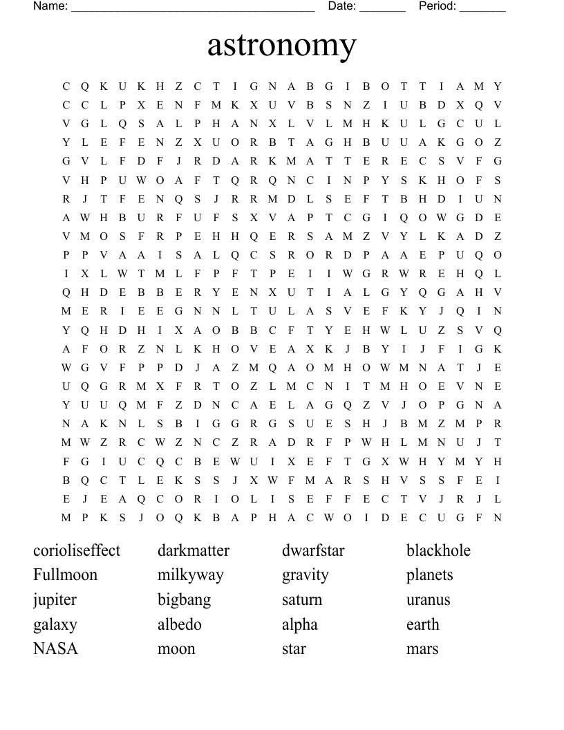 astronomy Word Search