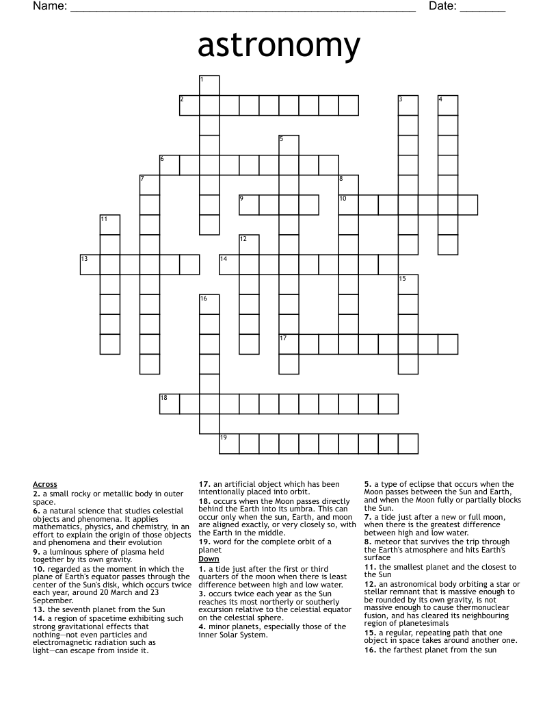 astronomy Crossword