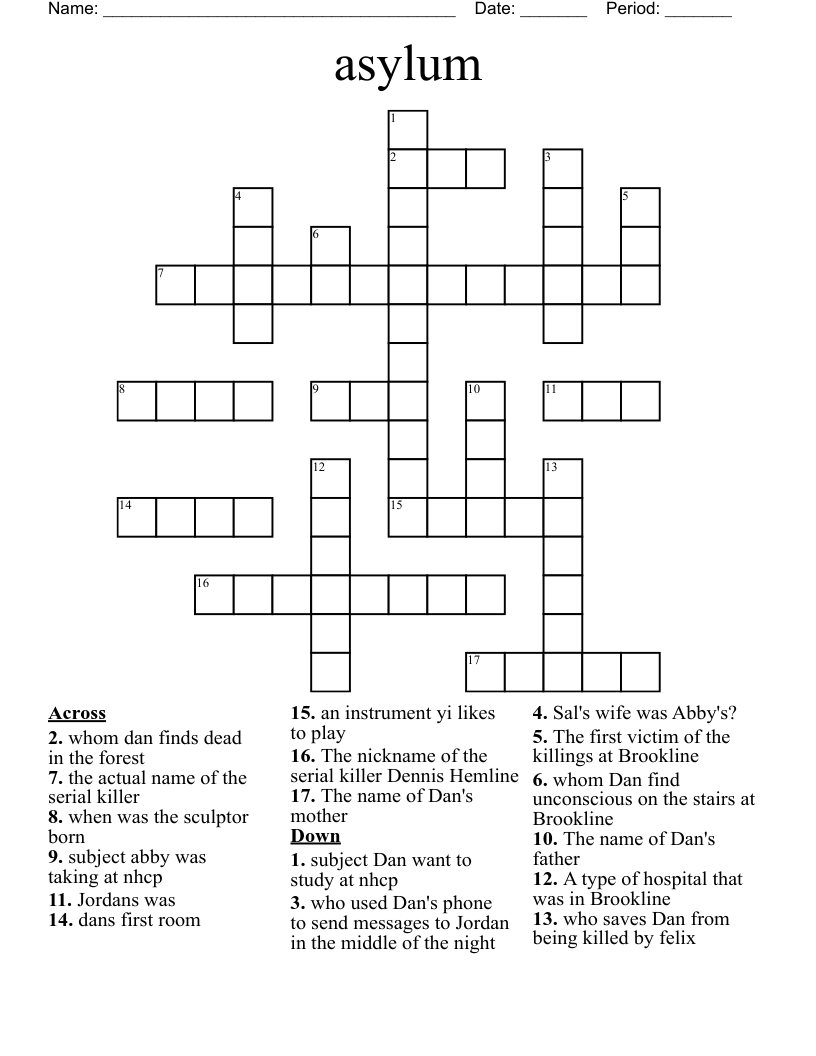 asylum Crossword
