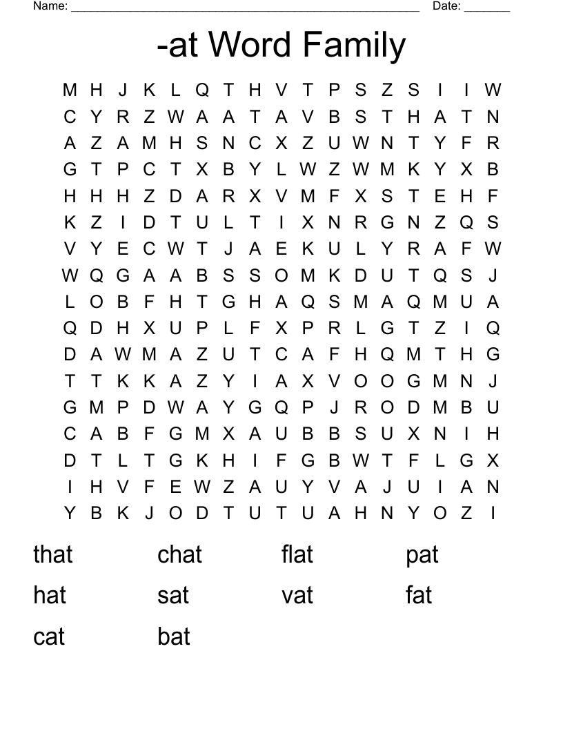 -at Word Family  Word Search