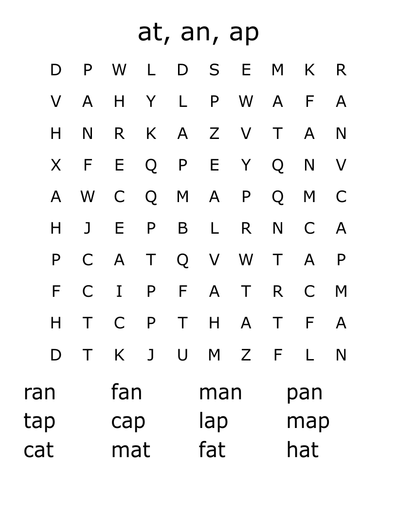 at, an, ap Word Search