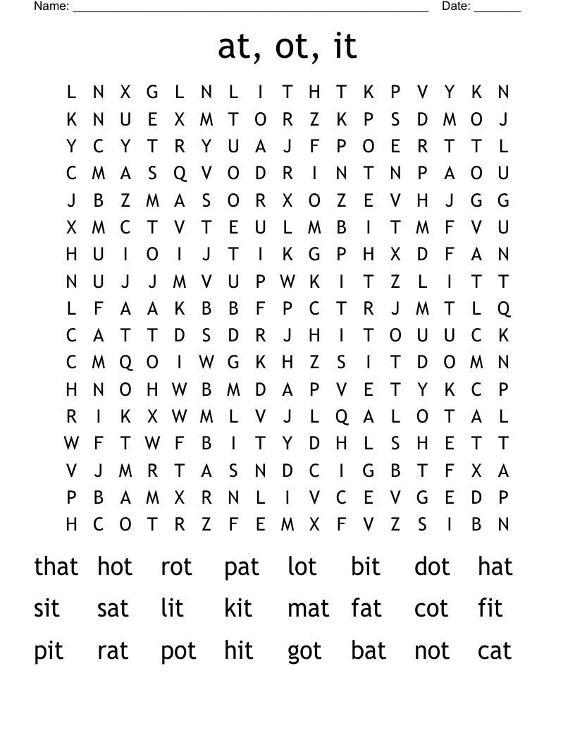 at, ot, it Word Search