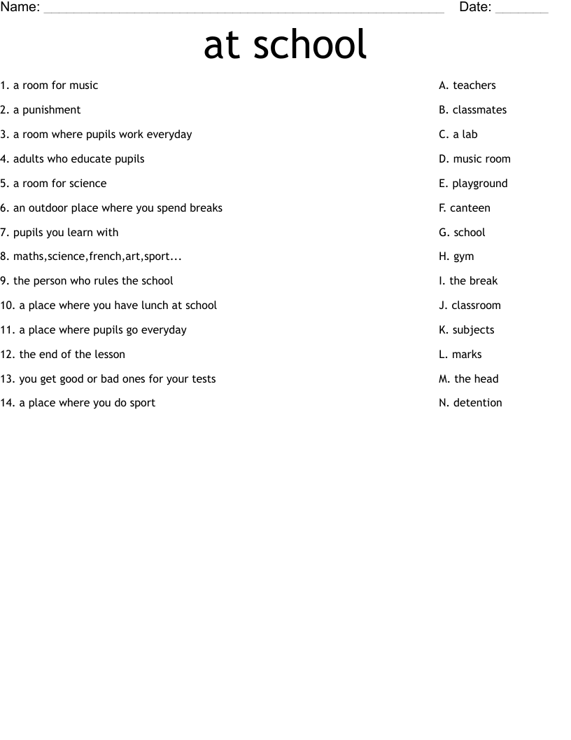 at school Worksheet