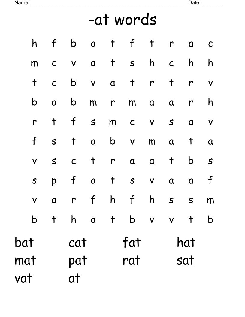 -at words Word Search