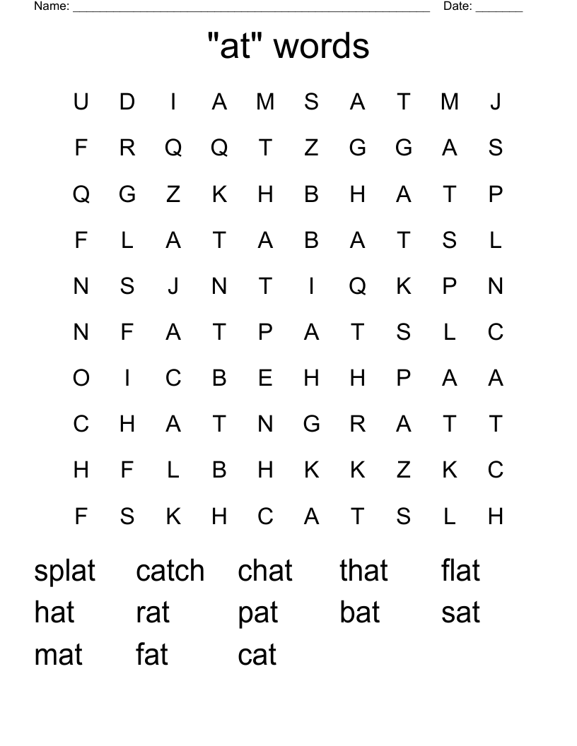 "at" words Word Search