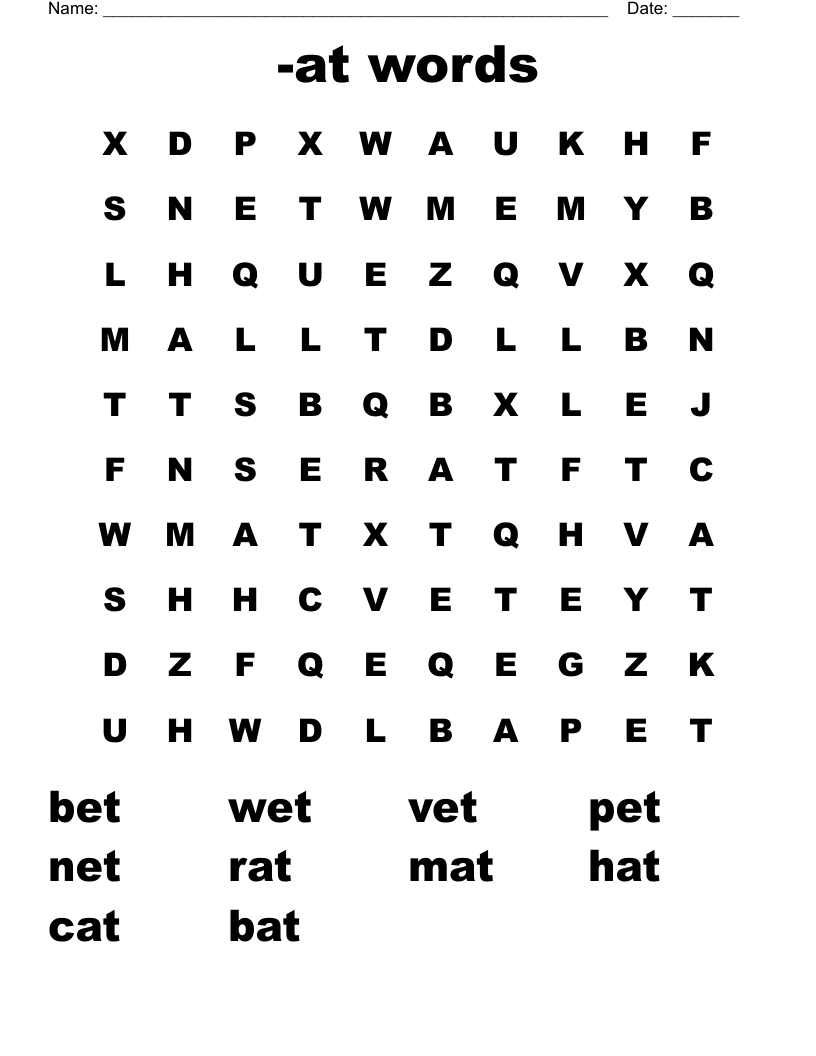 -at words Word Search