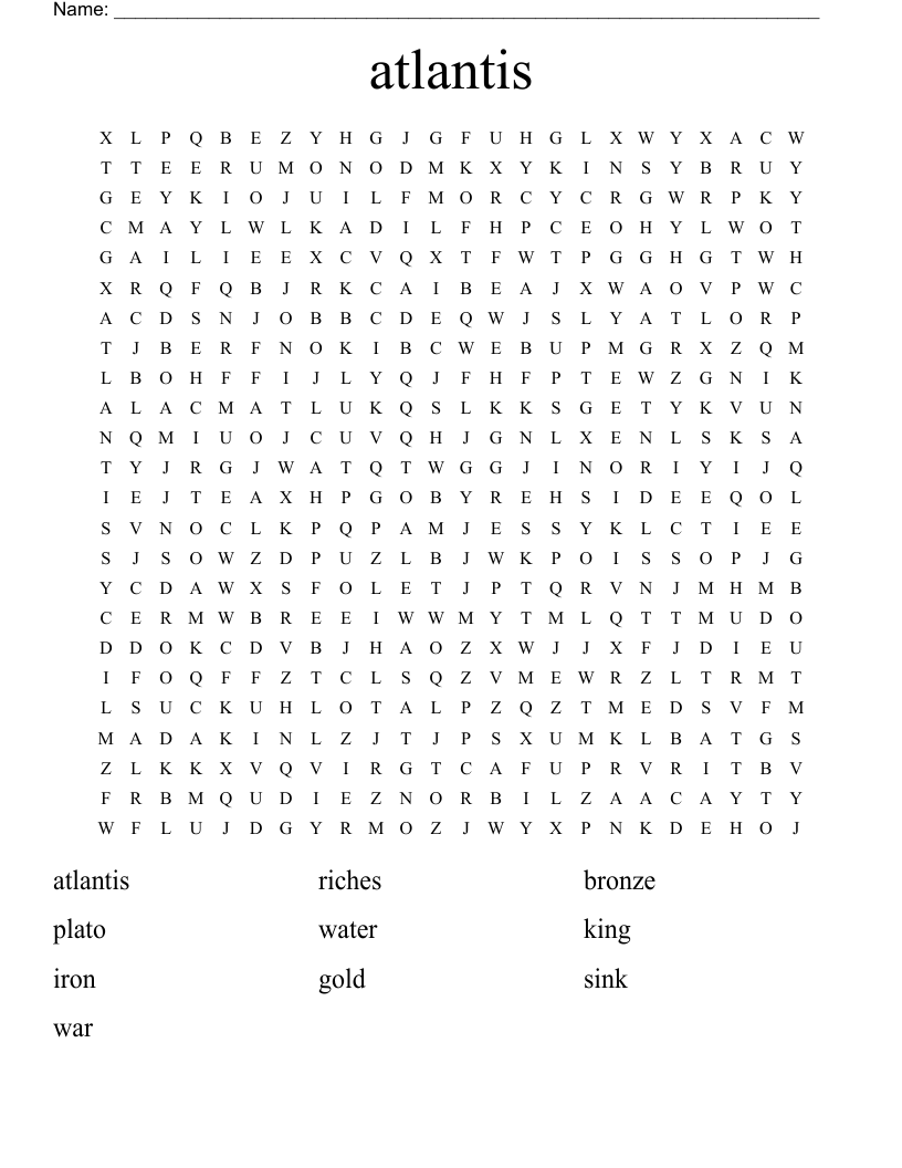 atlantis Word Search