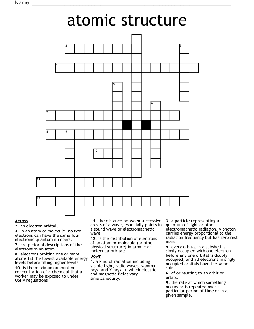atomic structure Crossword