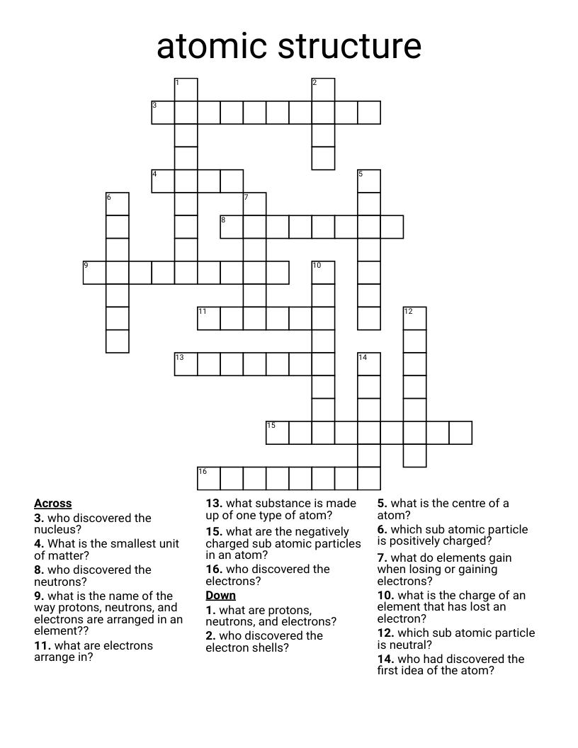 atomic structure  Crossword