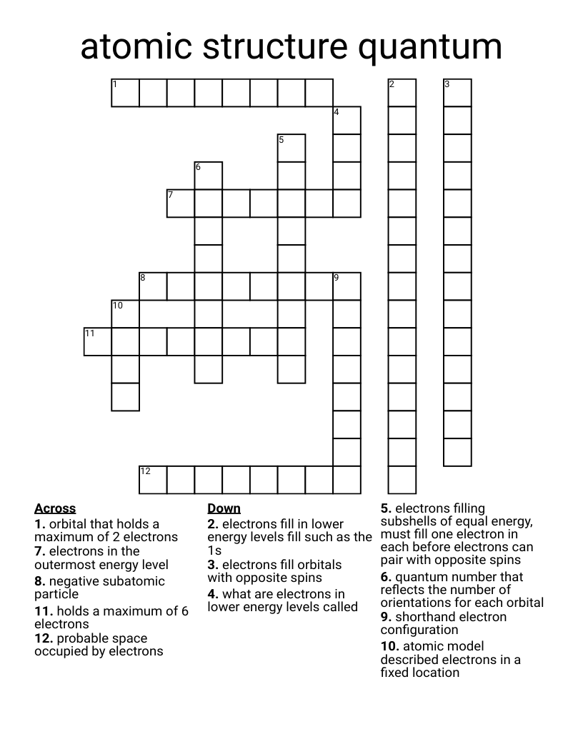 atomic structure quantum  Crossword