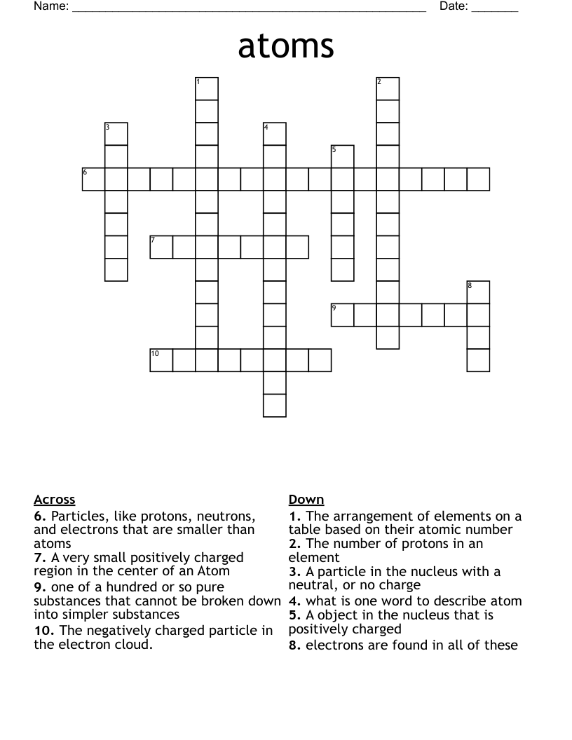 atoms Crossword