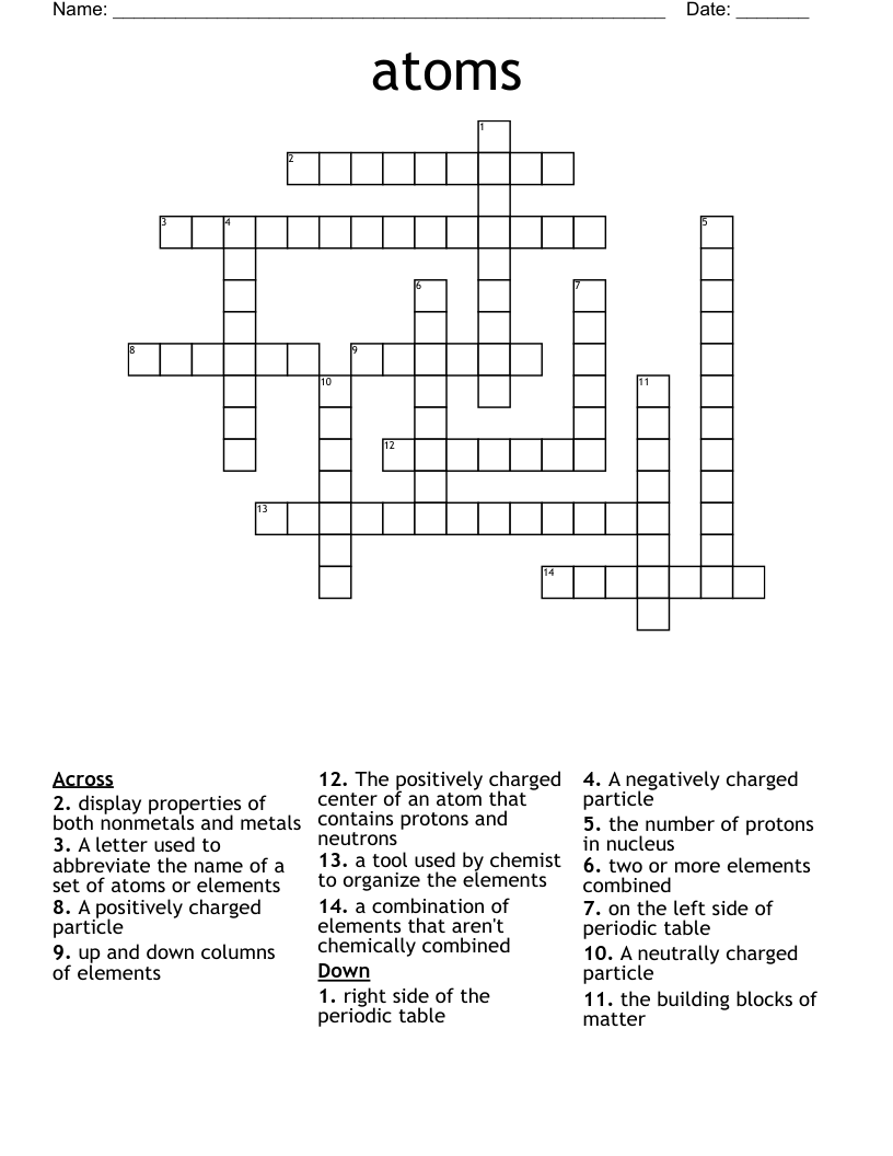 atoms  Crossword