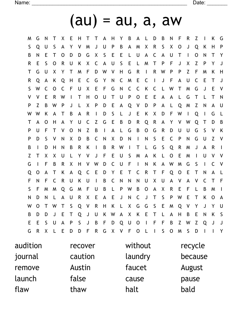 (au) = au, a, aw Word Search