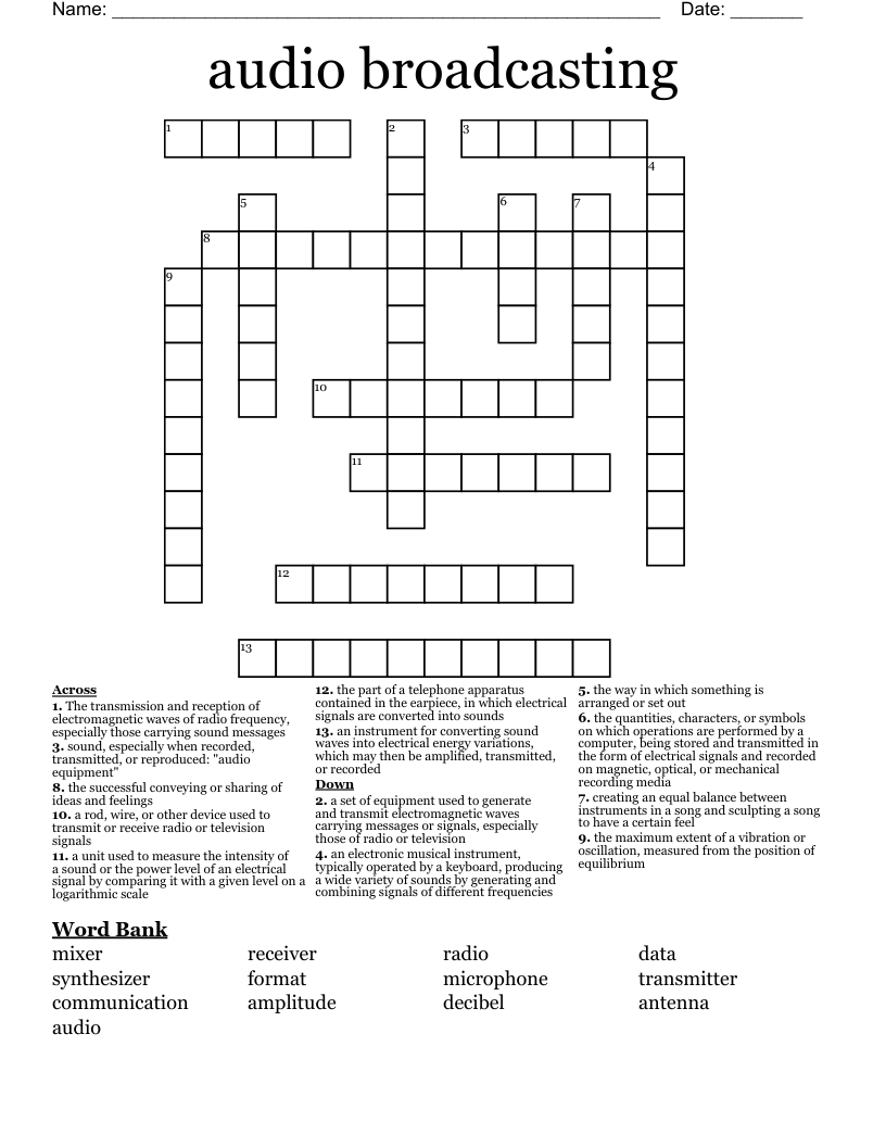 audio broadcasting  Crossword