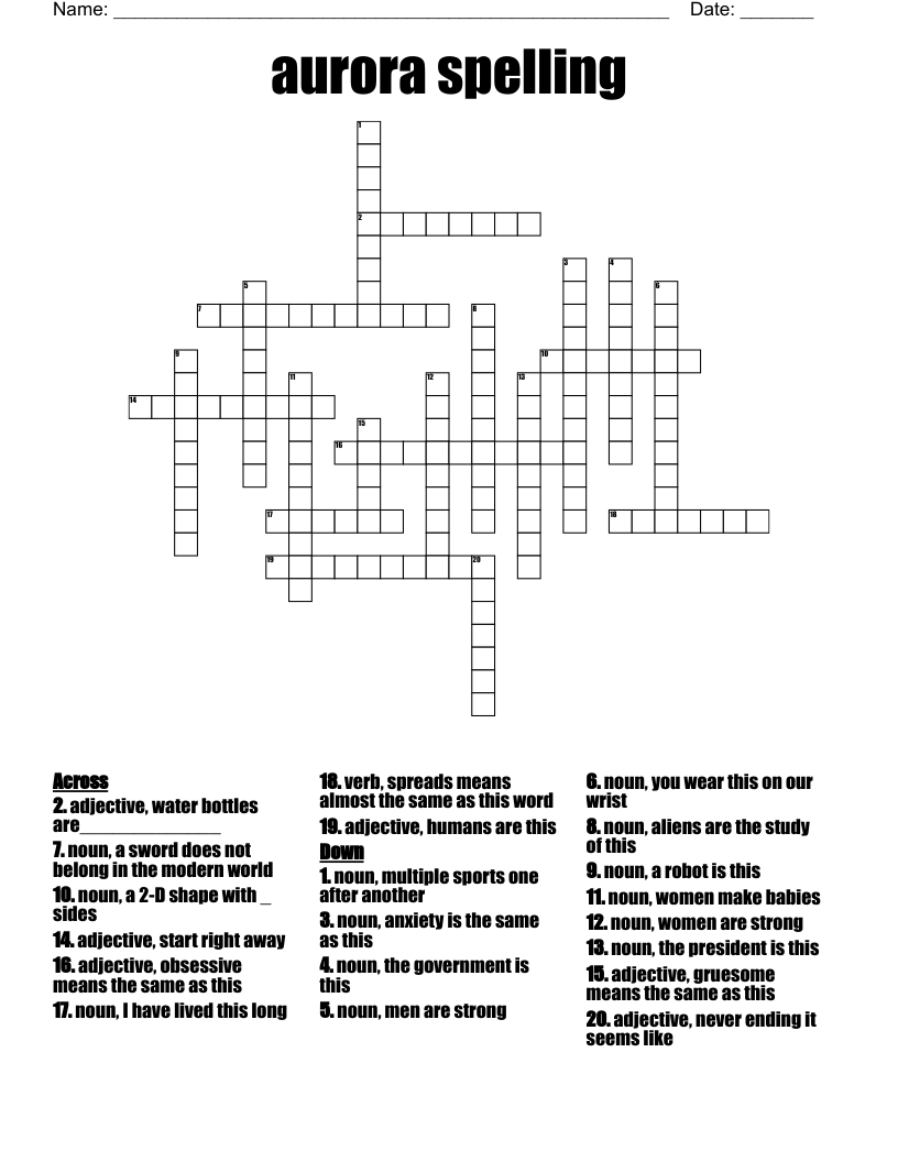 aurora spelling Crossword