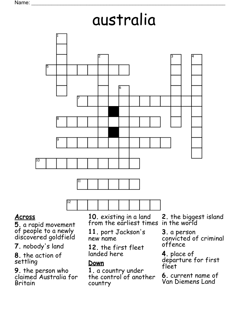 australia Crossword