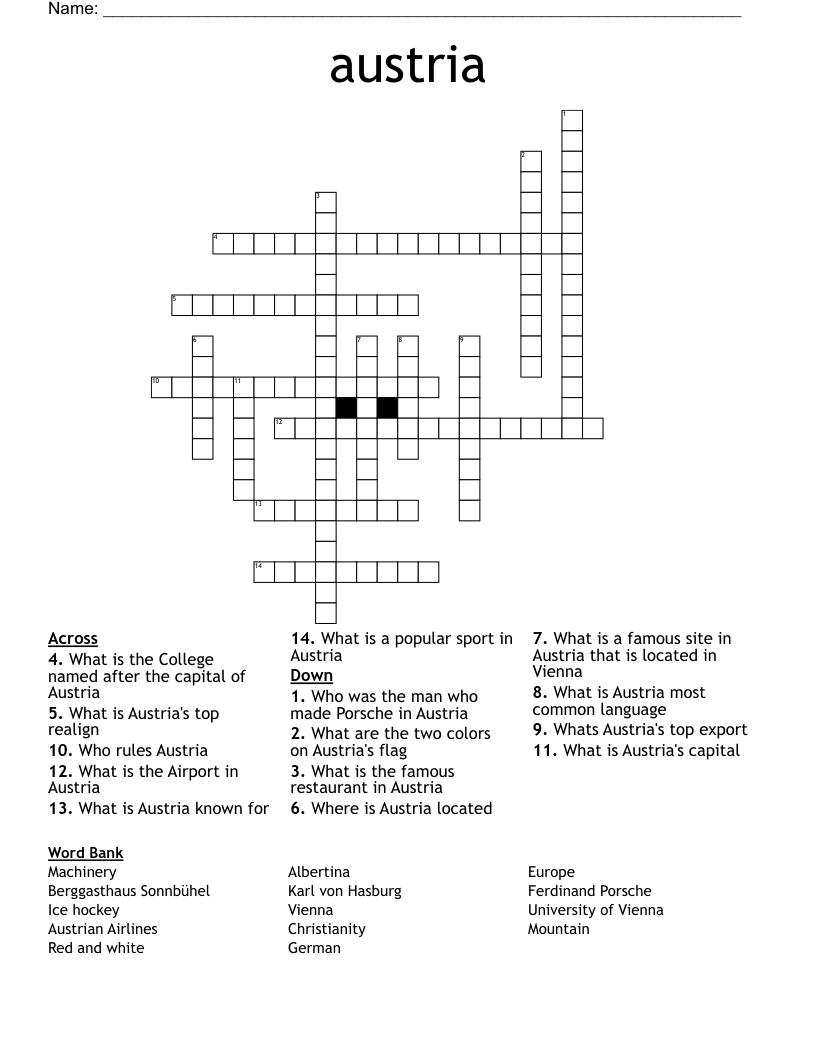 austria Crossword