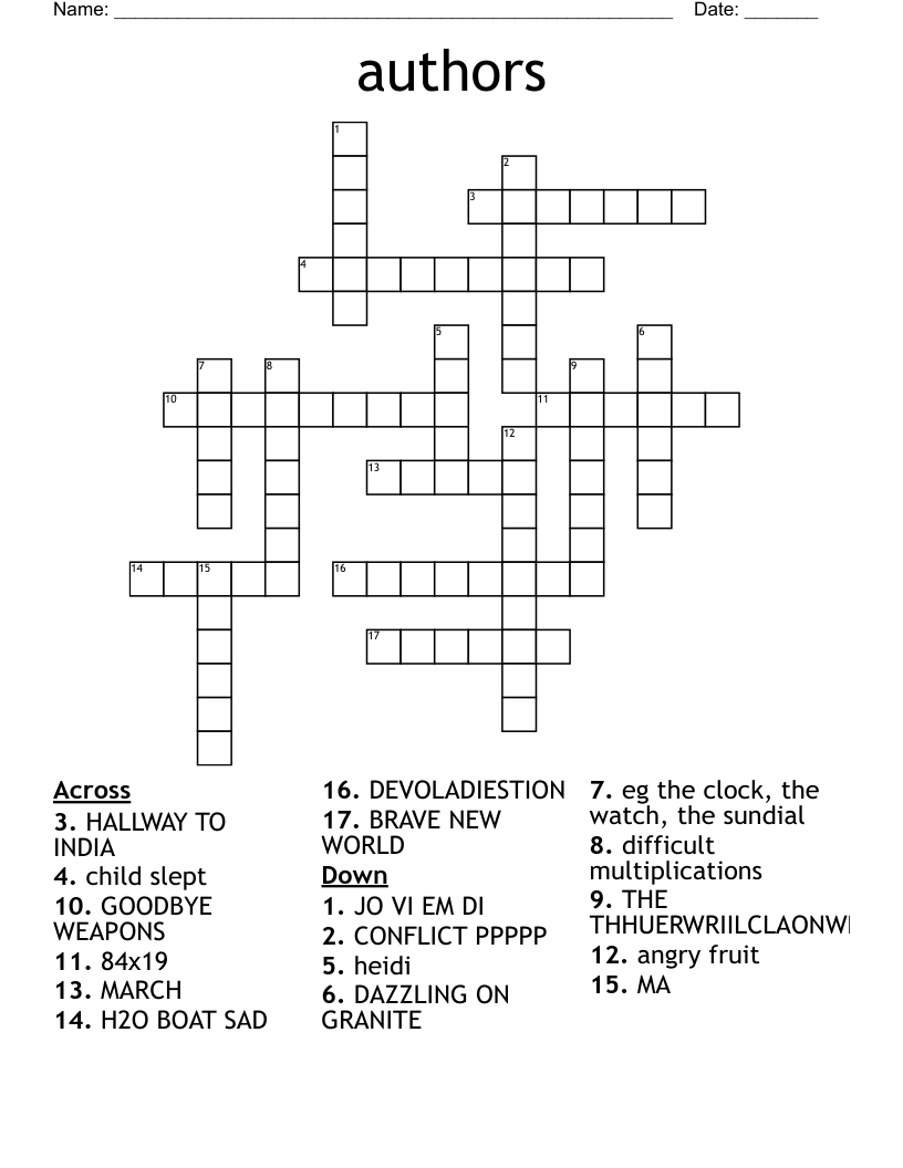 authors Crossword