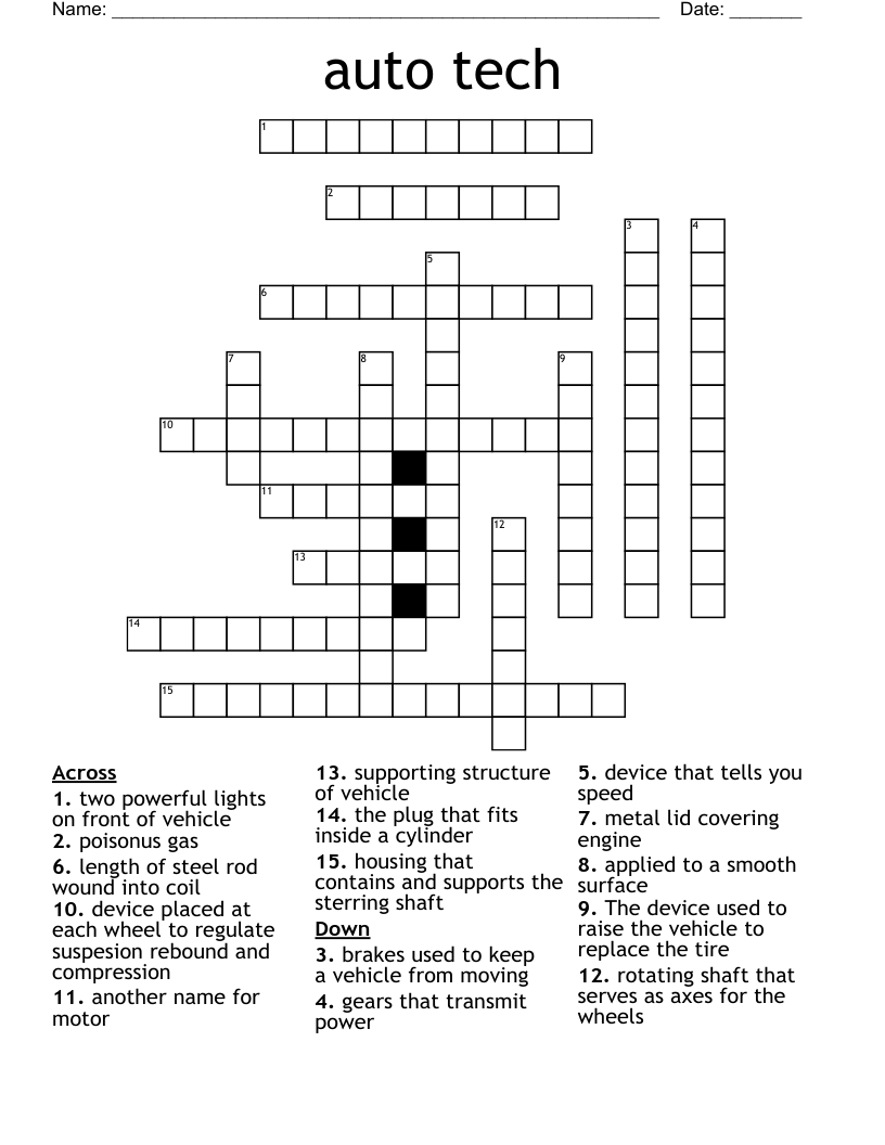 auto tech Crossword