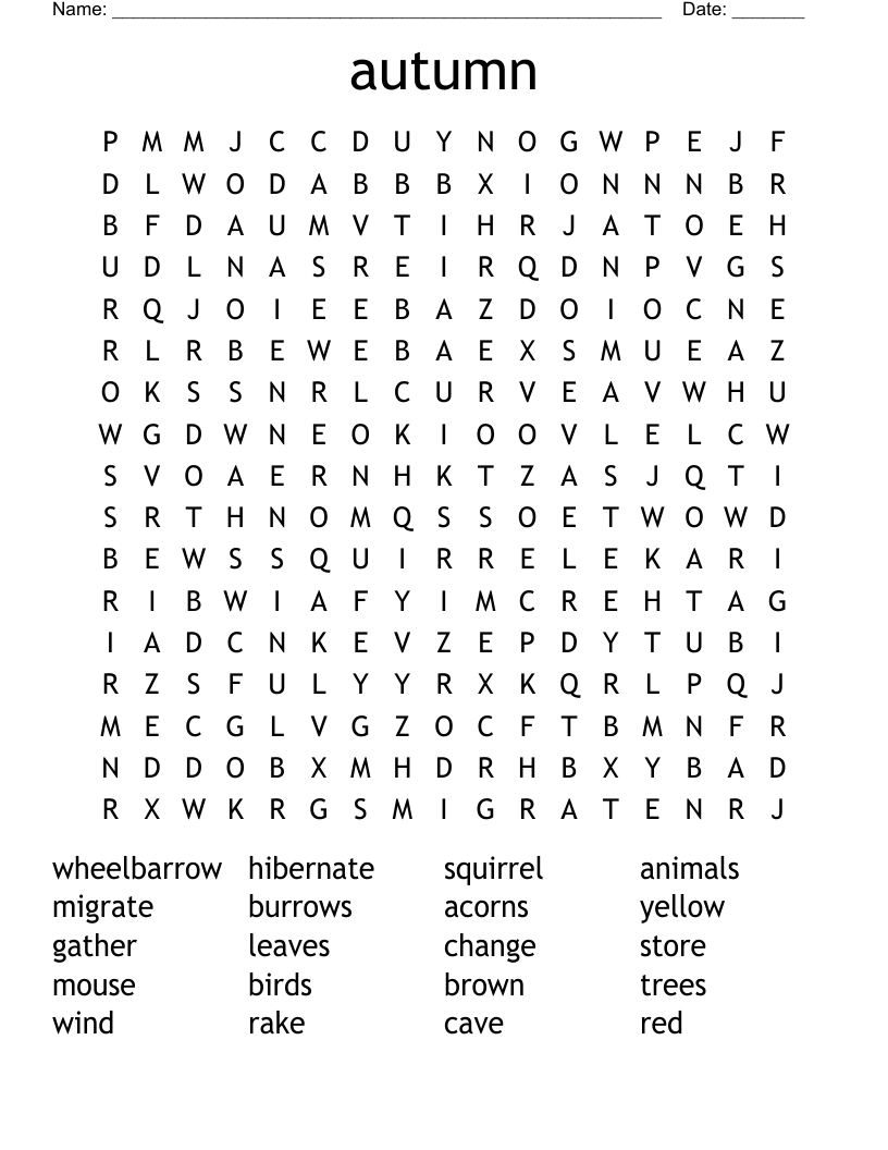 autumn Word Search
