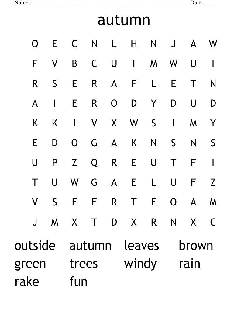 autumn Word Search